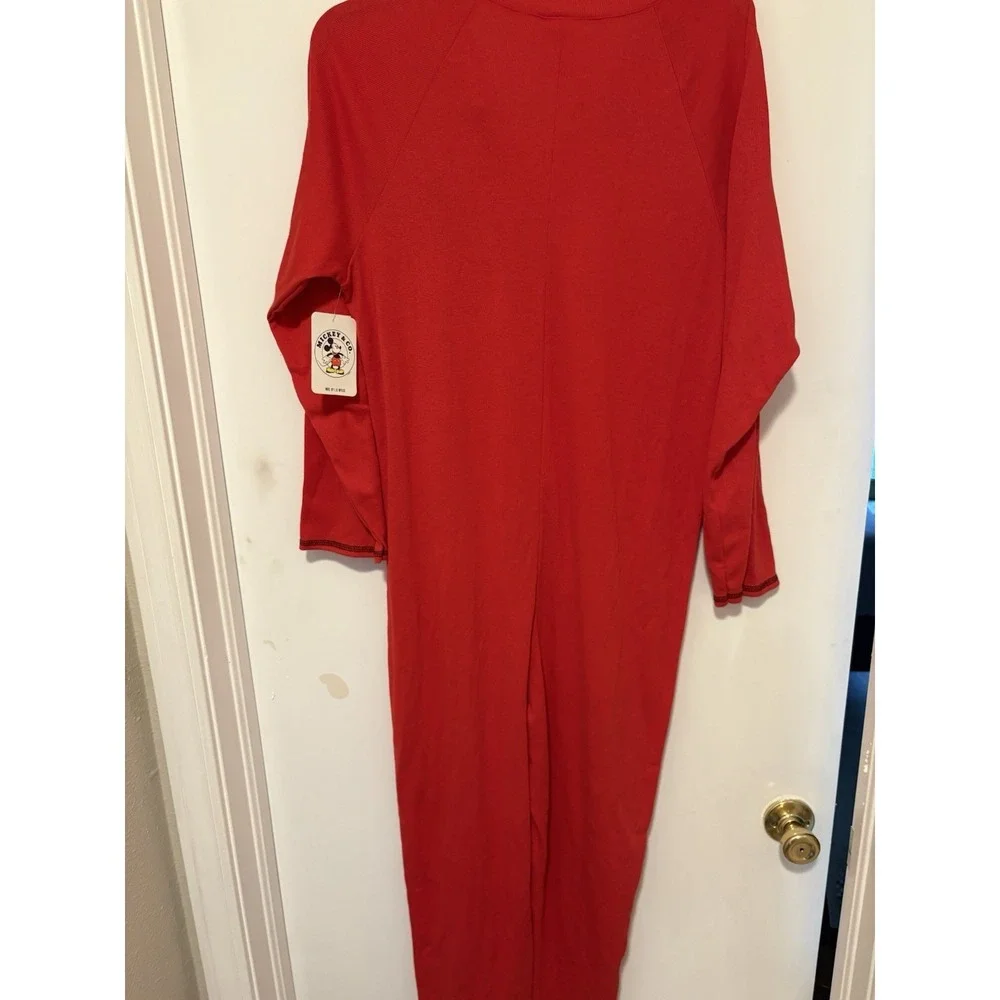 Vintage Disney Mickey Pajamas Medium Red One Piece Longjohns 50/50 USA NWT - Picture 2 of 4